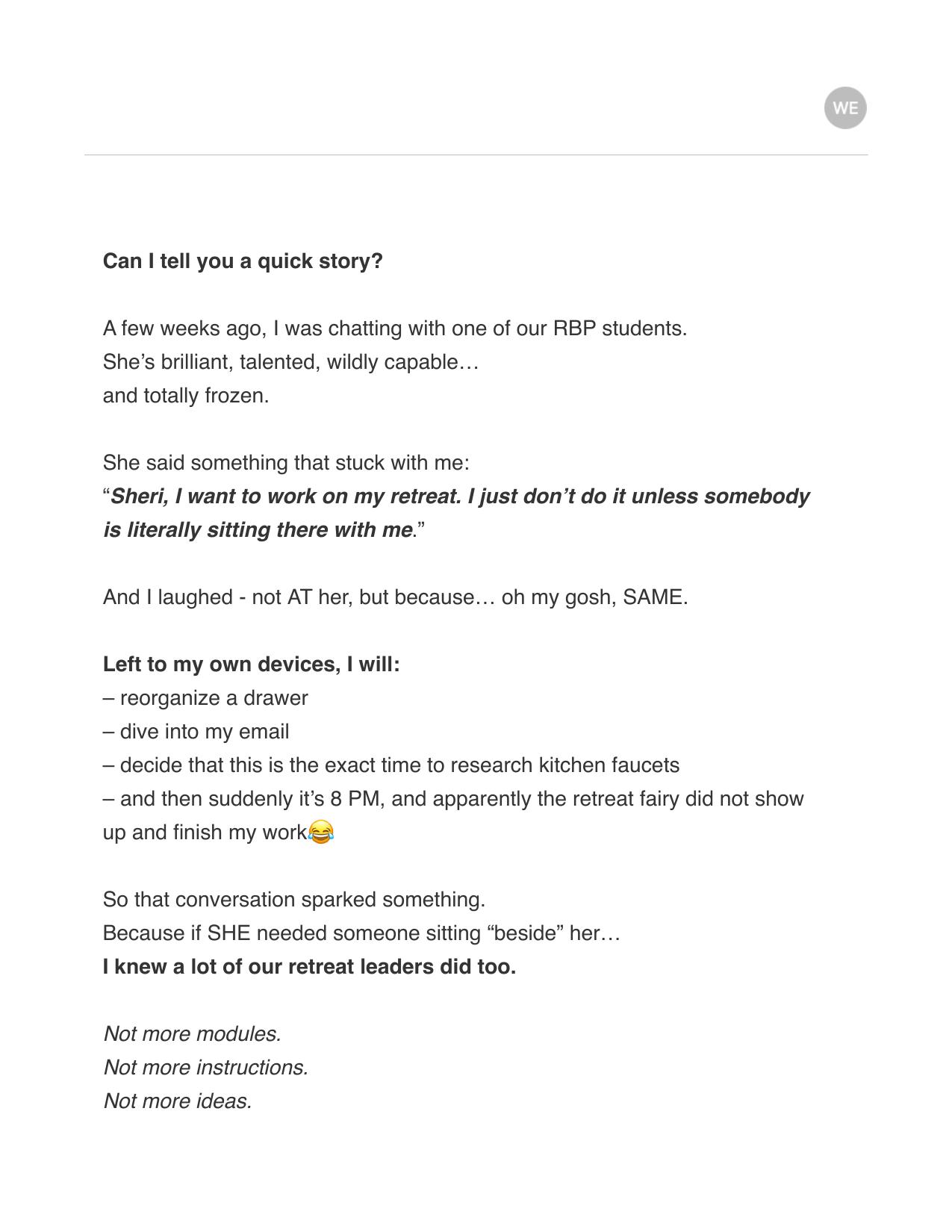 Wanderlust Entrepreneur launch email for the Retreat Blueprint Program