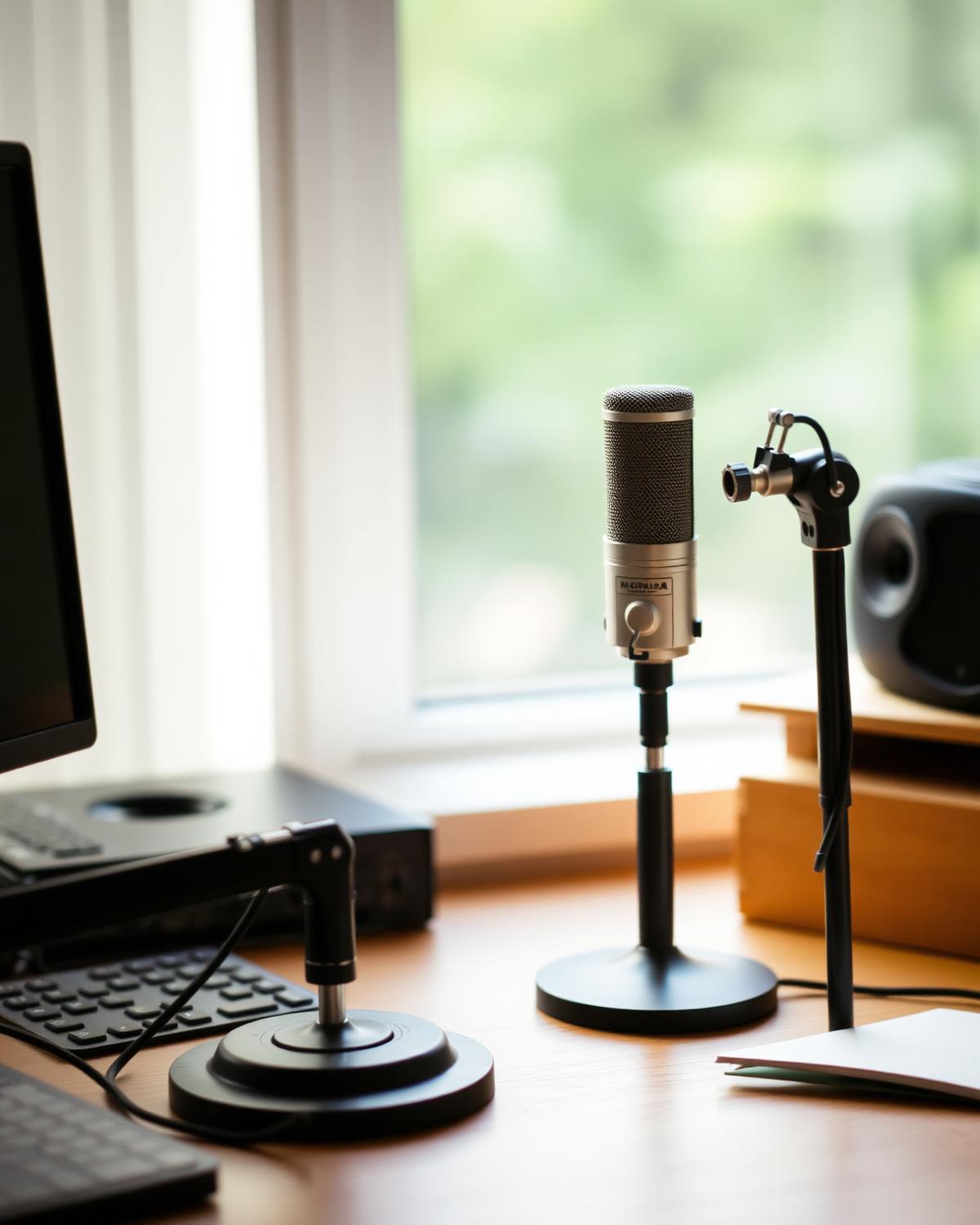 Podcast recording setup in the studio